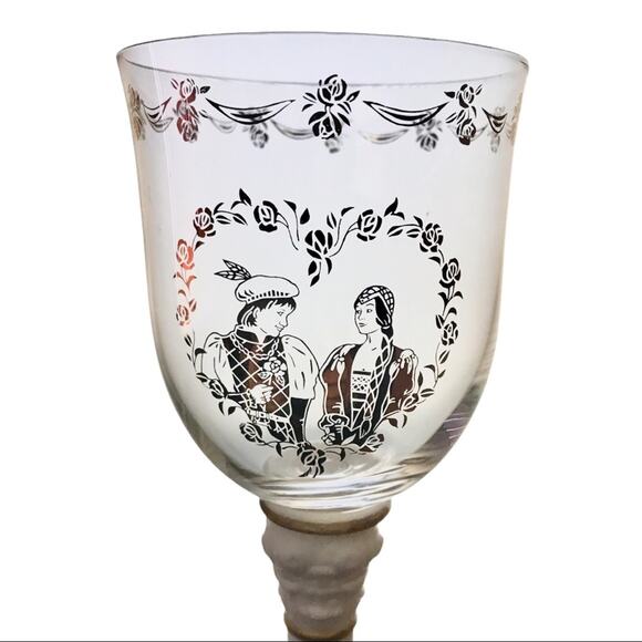 Romeo & Juliet Crystal & Porcelain Goblets Set 8 Austrian Vintage 22k Gold - Picture 3 of 10